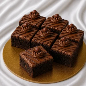 Fudgy Nutella brownies with chocolate
  hazelnut ganache and hazelnut pieces